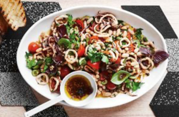 Cannellini bean, calamari and chorizo salad