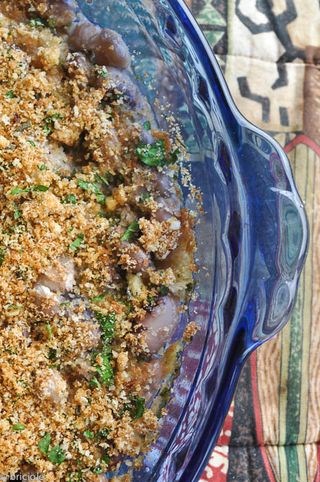 Cannellini bean gratin with herbed bread crumb topping