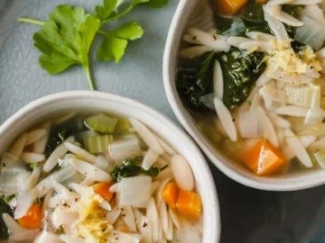 Cannellini bean, kale, and orzo soup