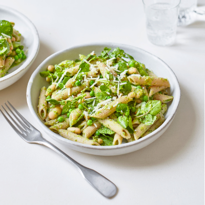 Cannellini bean, pea & watercress pasta