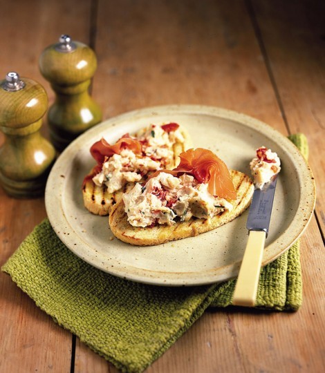 Cannellini beans and rosemary on bruschetta