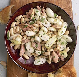 Cannellini beans with tuna and pickled cipollini onions