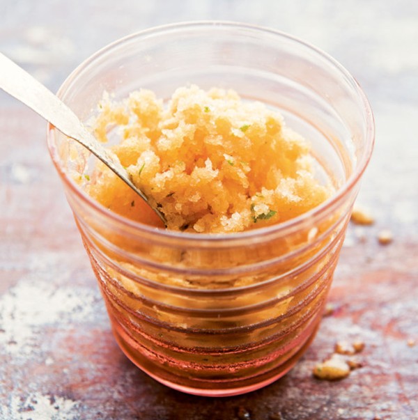 Cantaloupe-basil granita