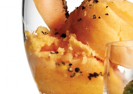 Cantaloupe-black pepper sorbet