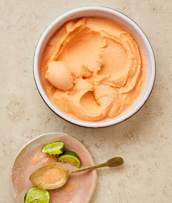 Cantaloupe granita with lime and tequila