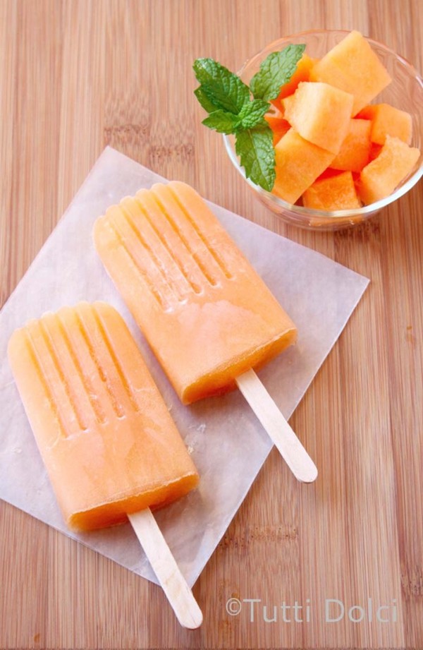 Cantaloupe popsicles