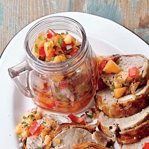Cantaloupe-red pepper salsa