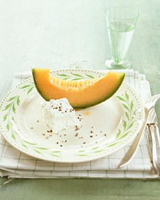 Cantaloupe wedges with feta cheese