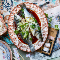 Cantonese-style steamed sea bass