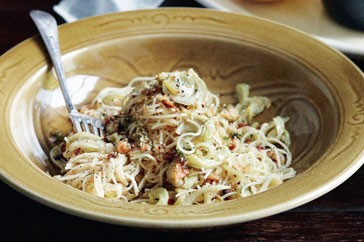 Capellini with fennel, chilli, lemon and breadcrumbs