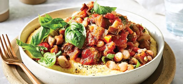 Caponata beans and polenta
