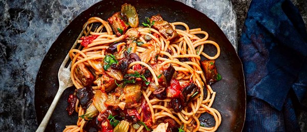 Caponata spaghetti