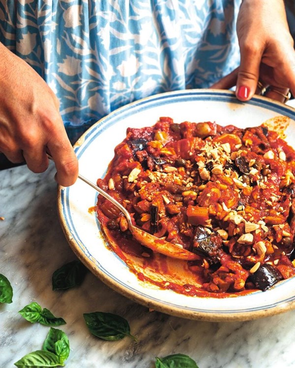 Caponata with buffalo mozzarella 