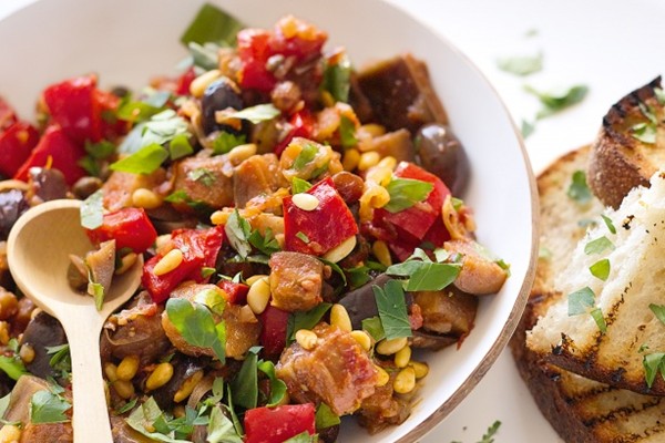 Caponata with pine nuts