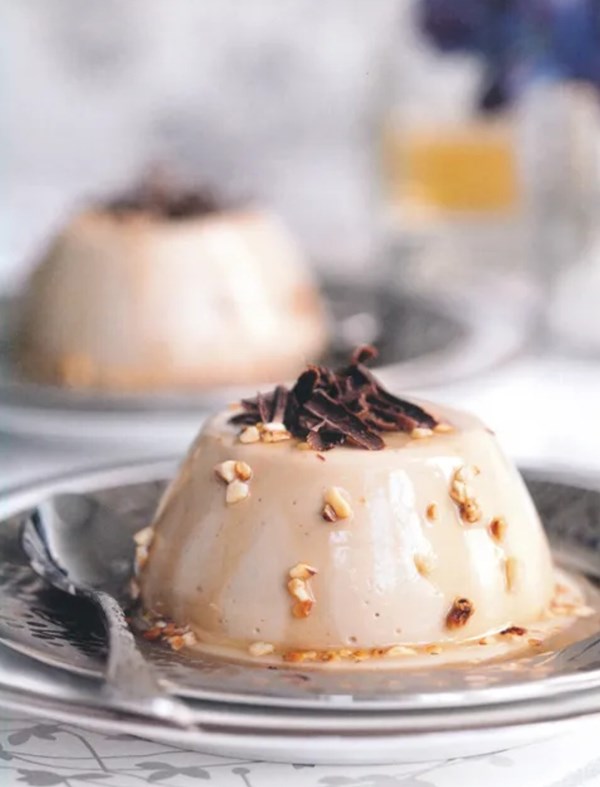 Cappucino panna cotta with hazelnut syrup