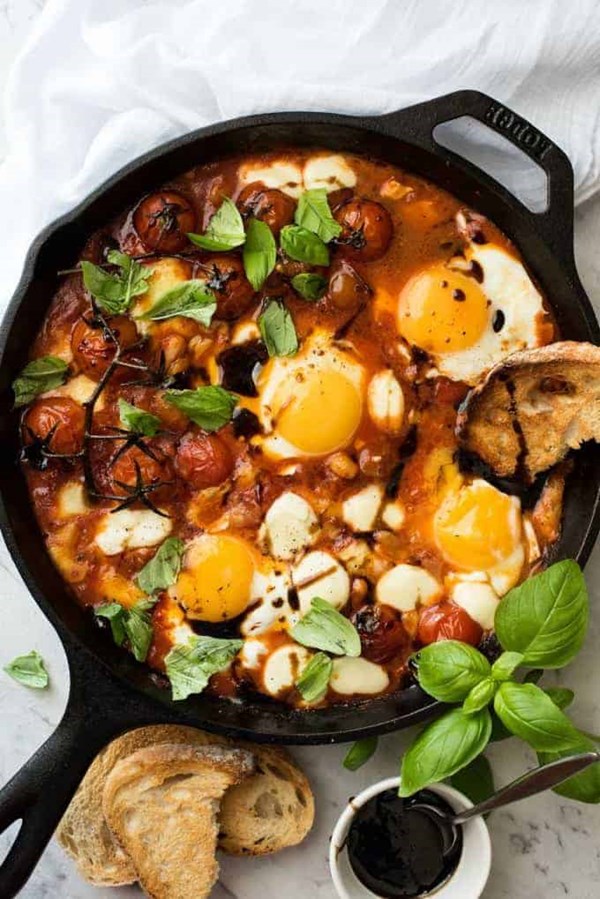 Caprese baked eggs