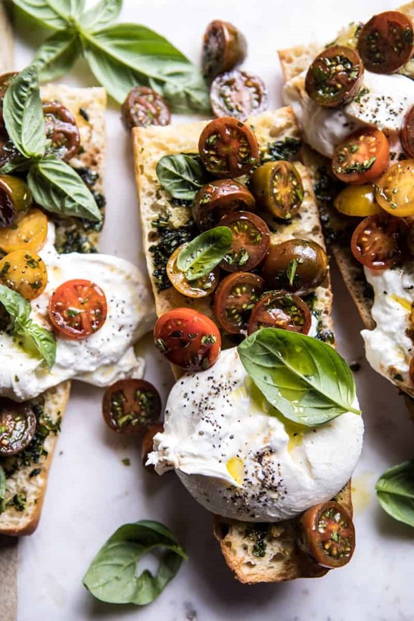 Caprese burrata garlic bread