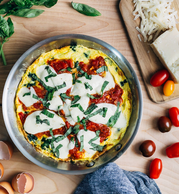 Caprese frittata affogata