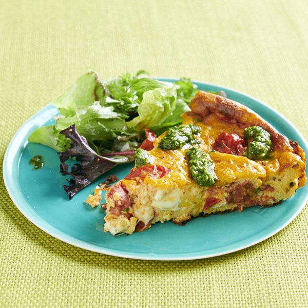 Caprese frittata with pesto