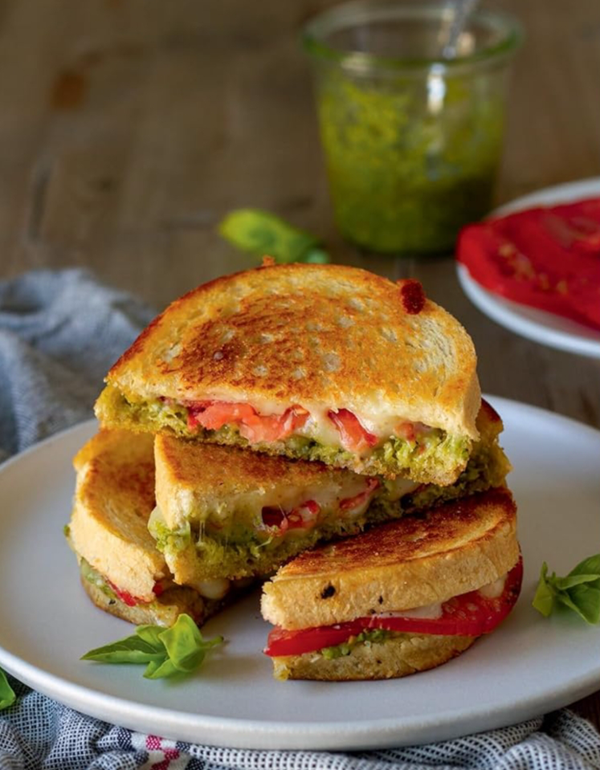 Caprese grilled cheese sandwich