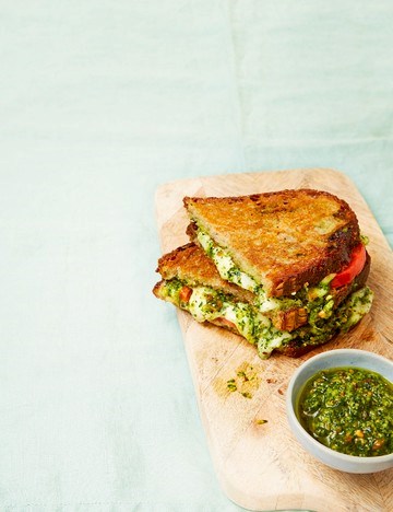 Caprese grilled cheese toastie