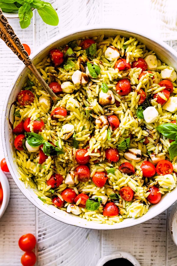 Caprese orzo salad