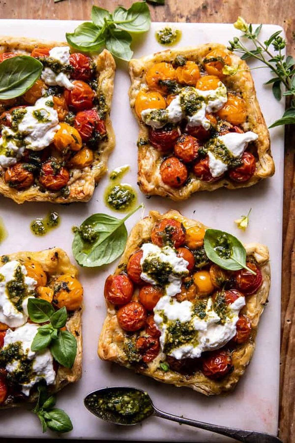 Caprese pesto tarts