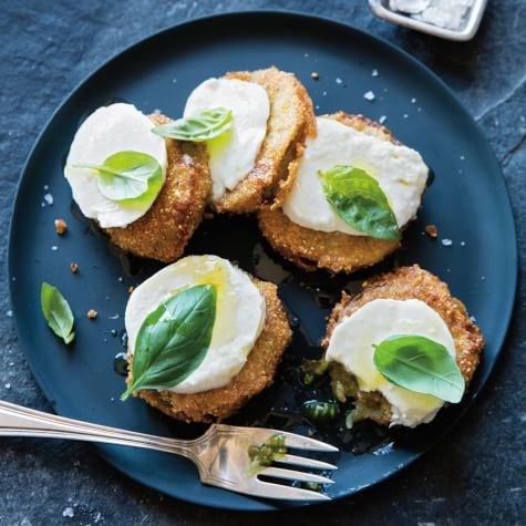 Caprese salad with fried green tomatoes