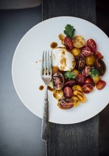 Caprese salad with sweet tamarind dressing