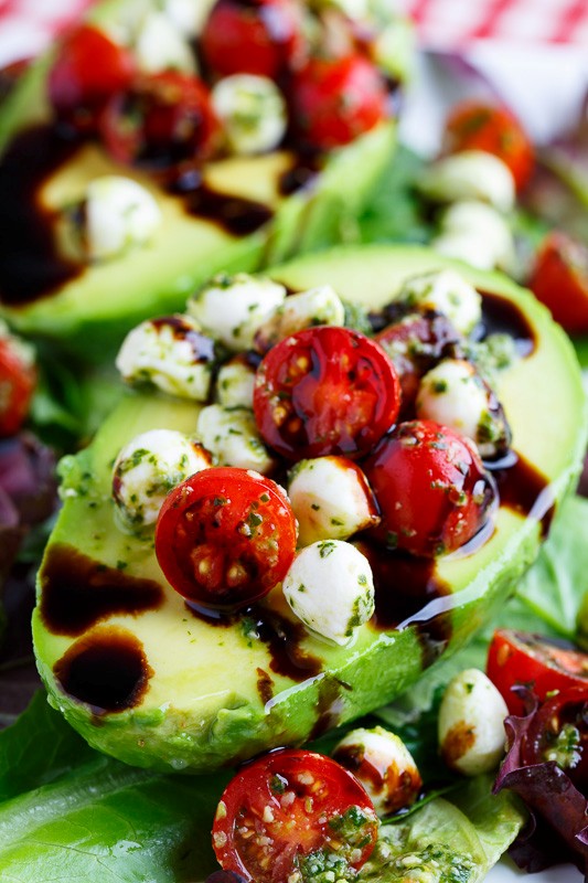 Caprese stuffed avocados