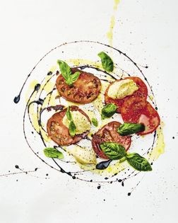 Caprese with almond ricotta