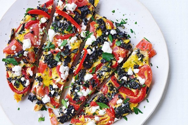 Capsicum, kale & feta frittata