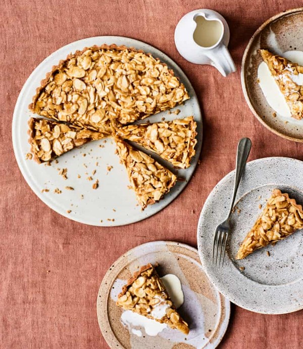 Caramel almond buckwheat tart