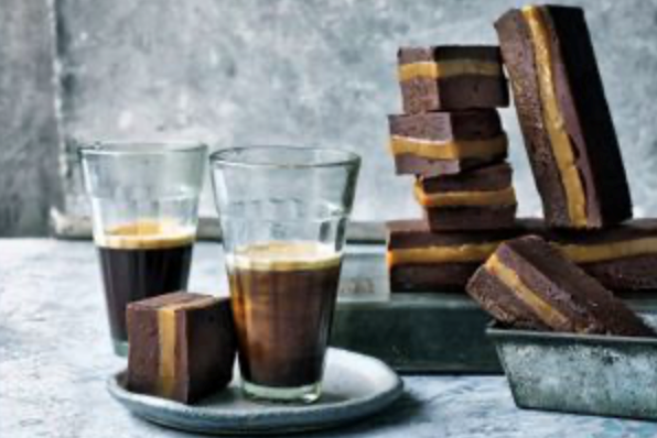 Caramel and dark chocolate fudge