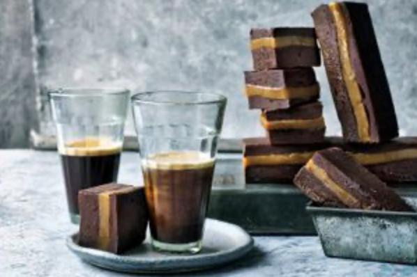 Caramel and dark chocolate fudge