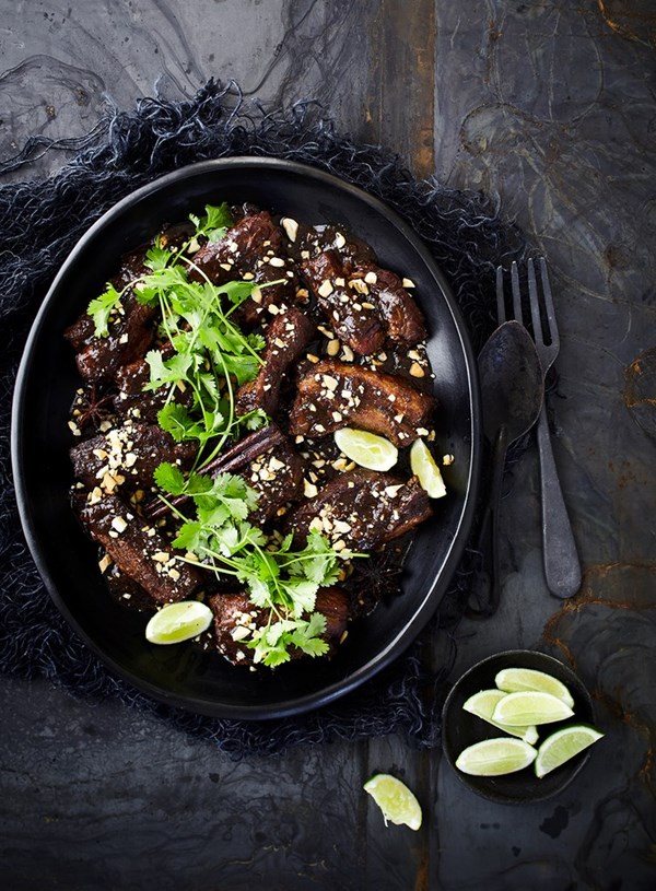 Caramel and five-spice braised pork belly