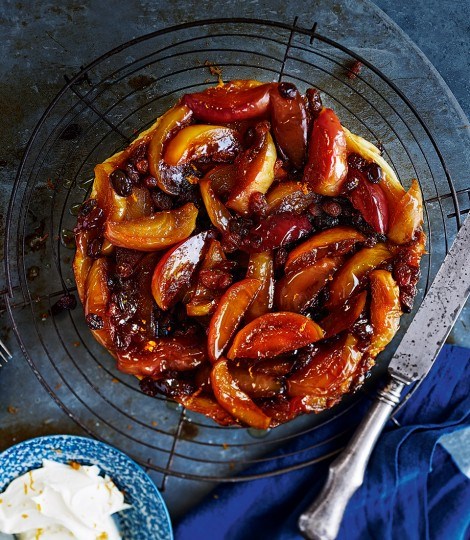 Caramel apple and boozy sultana Tatin