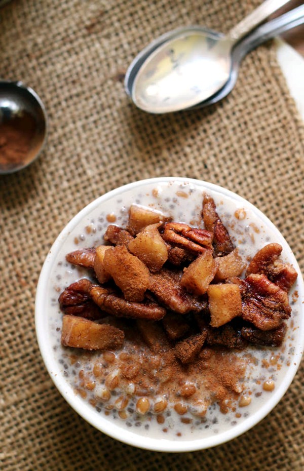 Caramel apple pie wheat berry porridge