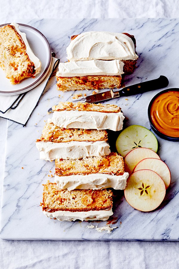 Caramel apple poke cake