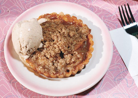 Caramel-apple tartlets with cinnamon-rum ice cream
