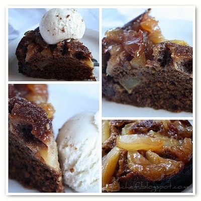 Caramel apple upside-down spice cake