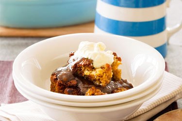 Caramel banana self-saucing pudding 