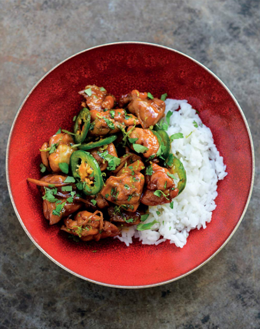 Caramel-braised chicken with ginger and lime