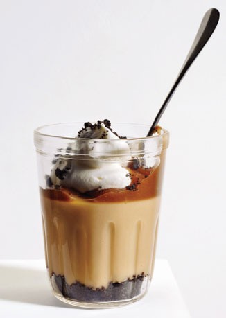 Caramel budino with salted caramel sauce