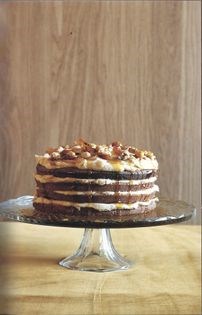 Caramel butter cream and maple syrup layer cake