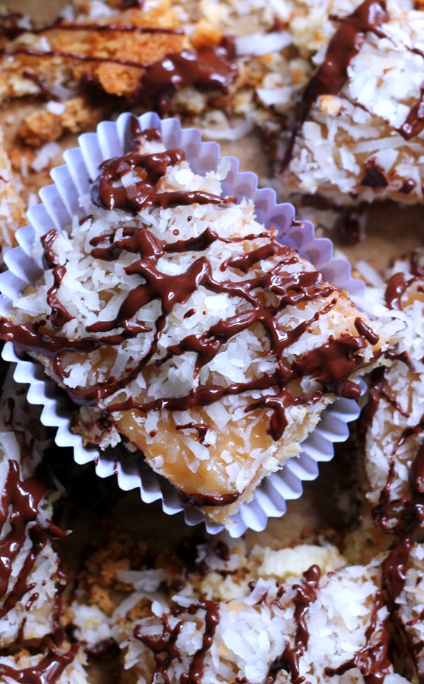 Caramel coconut cluster bars