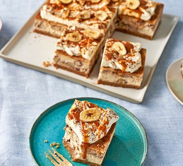 Caramel-drizzled banoffee bake