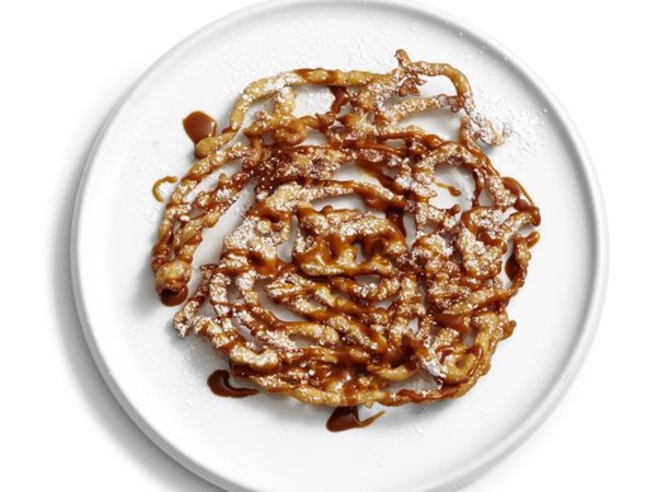 Caramel funnel cakes