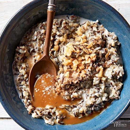 Caramel-ginger wild rice pudding