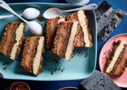 Caramel ice cream slice with Gaytime-style crumb